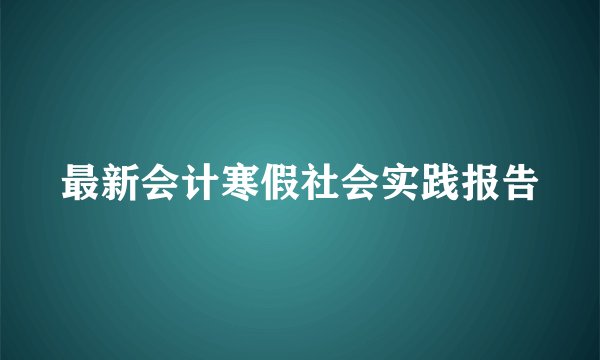 最新会计寒假社会实践报告