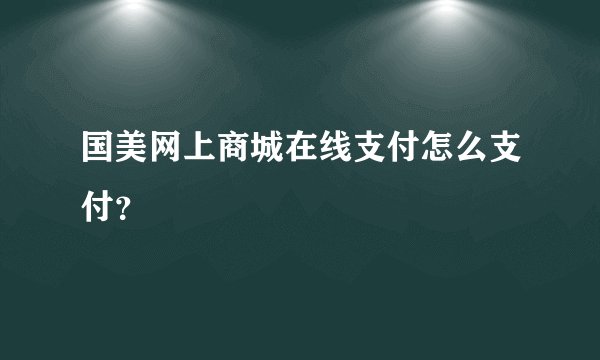 国美网上商城在线支付怎么支付？