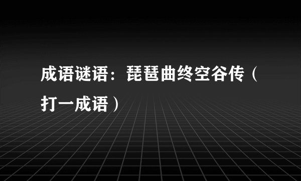 成语谜语：琵琶曲终空谷传（打一成语）