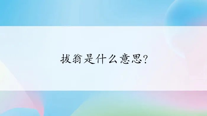 拔翁是什么意思？