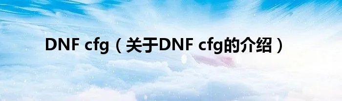 DNF cfg（关于DNF cfg的介绍）