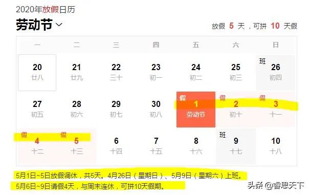 五一为啥休五天？