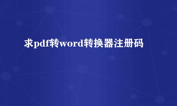 求pdf转word转换器注册码