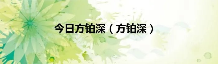今日方铂深（方铂深）
