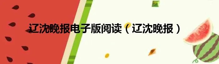 辽沈晚报电子版阅读（辽沈晚报）
