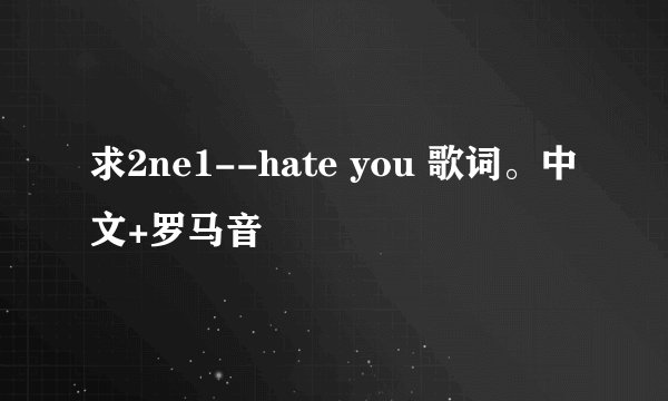 求2ne1--hate you 歌词。中文+罗马音