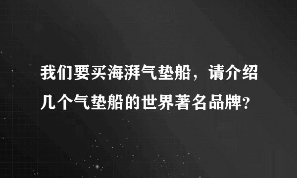 我们要买海湃气垫船，请介绍几个气垫船的世界著名品牌？