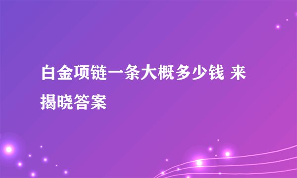 白金项链一条大概多少钱 来揭晓答案