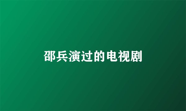 邵兵演过的电视剧