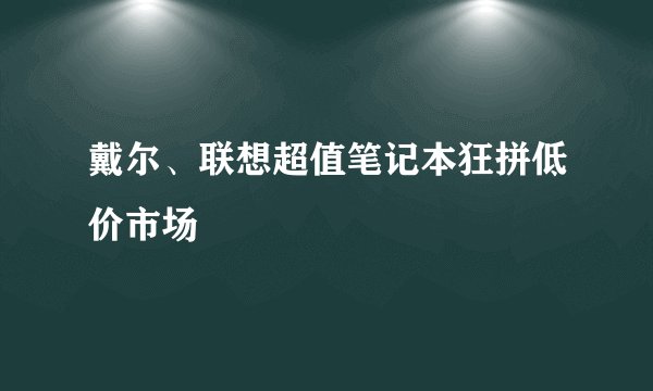 戴尔、联想超值笔记本狂拼低价市场