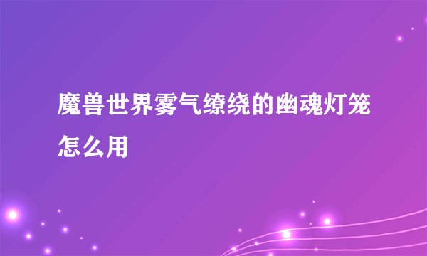 魔兽世界雾气缭绕的幽魂灯笼怎么用