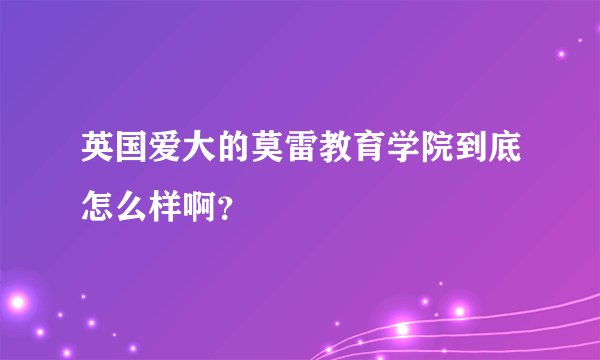 英国爱大的莫雷教育学院到底怎么样啊？