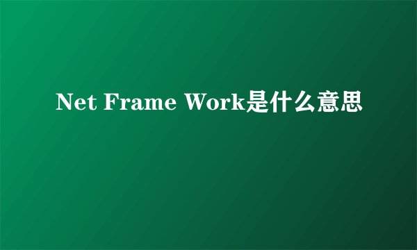 Net Frame Work是什么意思