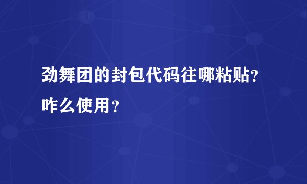 劲舞团的封包代码往哪粘贴？咋么使用？
