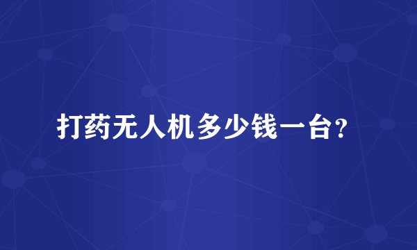 打药无人机多少钱一台？