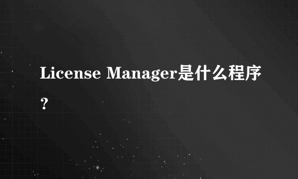 License Manager是什么程序？