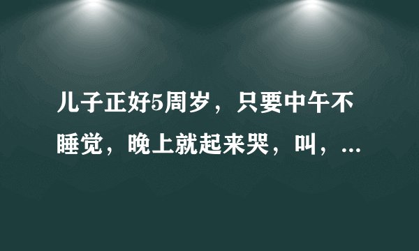 儿子正好5周岁，只要中午不睡觉，晚上就起来哭，叫，说胡话，呕吐，折腾1个多小时，之后就安安稳稳的睡觉