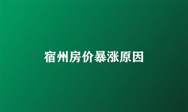 宿州房价暴涨原因