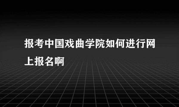 报考中国戏曲学院如何进行网上报名啊