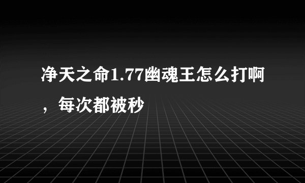 净天之命1.77幽魂王怎么打啊，每次都被秒