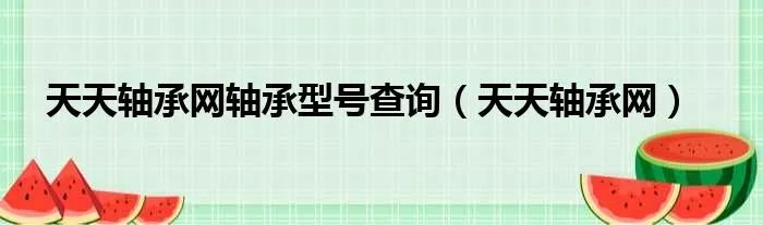 天天轴承网轴承型号查询（天天轴承网）