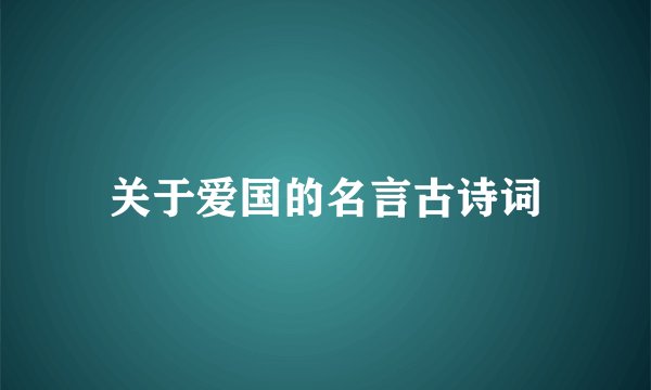 关于爱国的名言古诗词