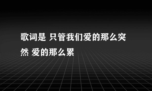 歌词是 只管我们爱的那么突然 爱的那么累