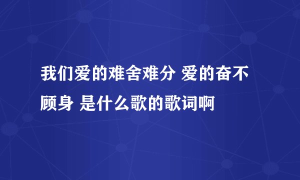 我们爱的难舍难分 爱的奋不顾身 是什么歌的歌词啊