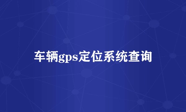 车辆gps定位系统查询