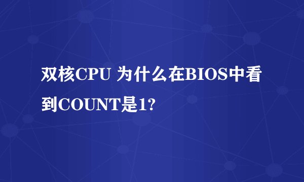 双核CPU 为什么在BIOS中看到COUNT是1?