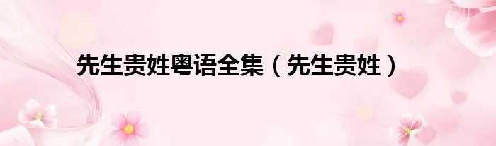 先生贵姓粤语全集（先生贵姓）