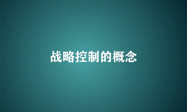 战略控制的概念