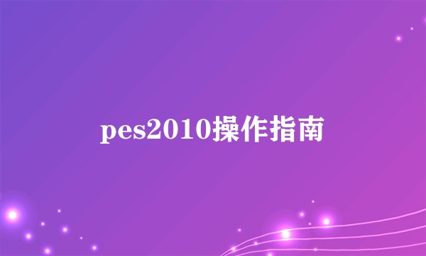 pes2010操作指南