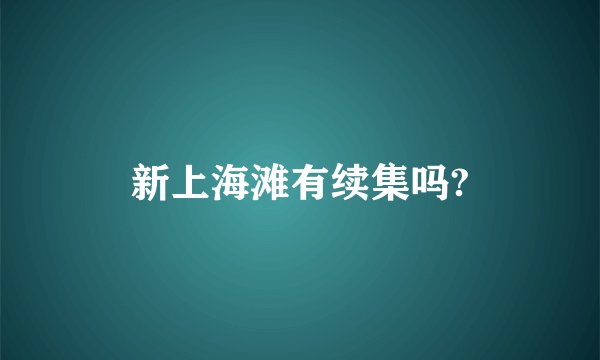 新上海滩有续集吗?