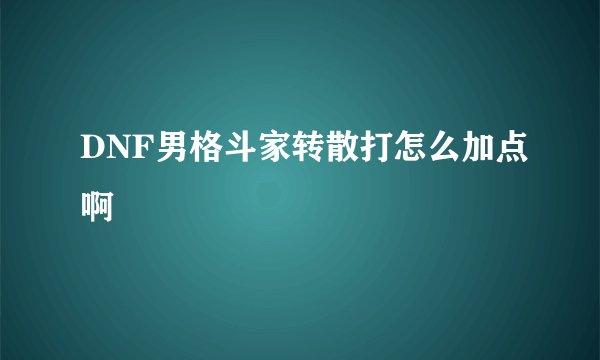 DNF男格斗家转散打怎么加点啊
