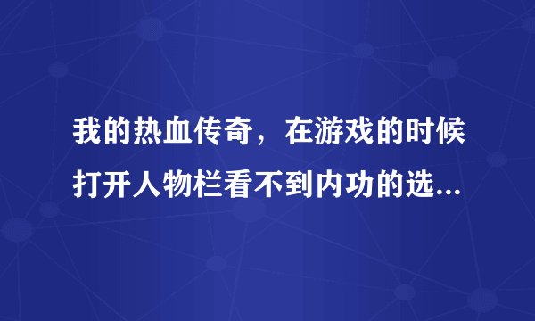 我的热血传奇，在游戏的时候打开人物栏看不到内功的选项，下载什么补丁?