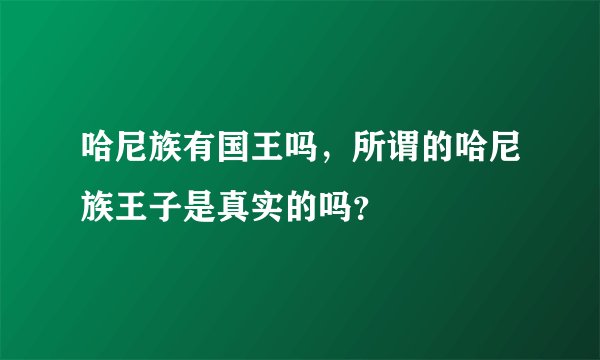 哈尼族有国王吗，所谓的哈尼族王子是真实的吗？