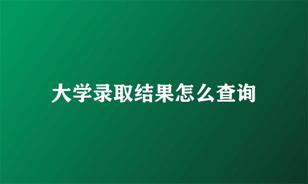大学录取结果怎么查询
