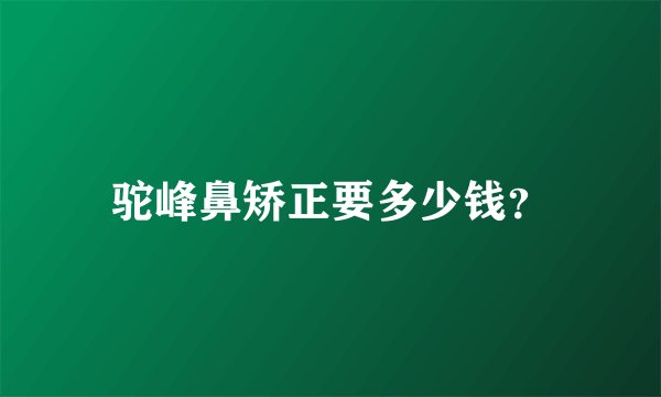 驼峰鼻矫正要多少钱？