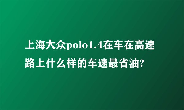 上海大众polo1.4在车在高速路上什么样的车速最省油?