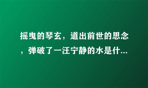 摇曳的琴玄，道出前世的思念，弹破了一汪宁静的水是什么歌名，谁唱的？
