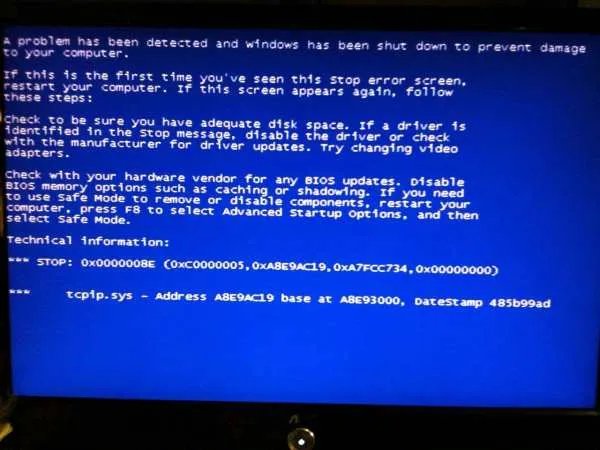 电脑蓝屏 stop：0X0000008E