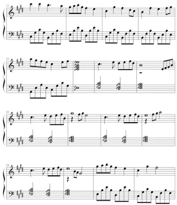 雪之梦c调完整谱