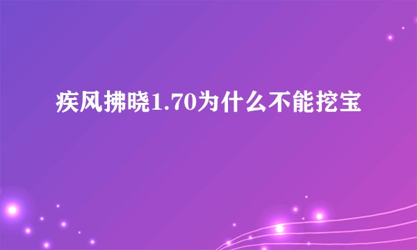 疾风拂晓1.70为什么不能挖宝