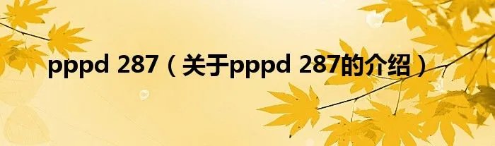 pppd 287（关于pppd 287的介绍）