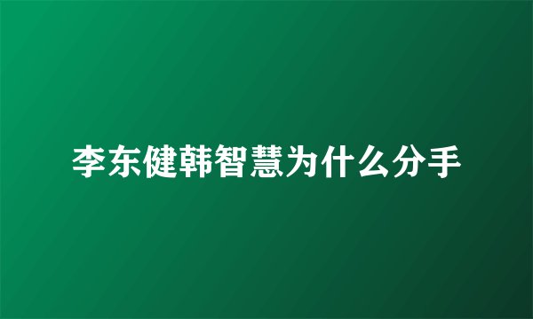 李东健韩智慧为什么分手