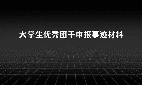 大学生优秀团干申报事迹材料