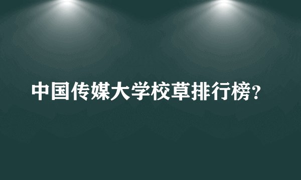 中国传媒大学校草排行榜？