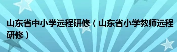 山东省中小学远程研修（山东省小学教师远程研修）