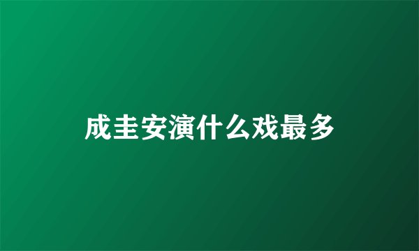成圭安演什么戏最多